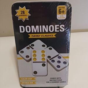 Double Six Color Dot Dominoes In Color Collectors Tin, 28 Dominoes